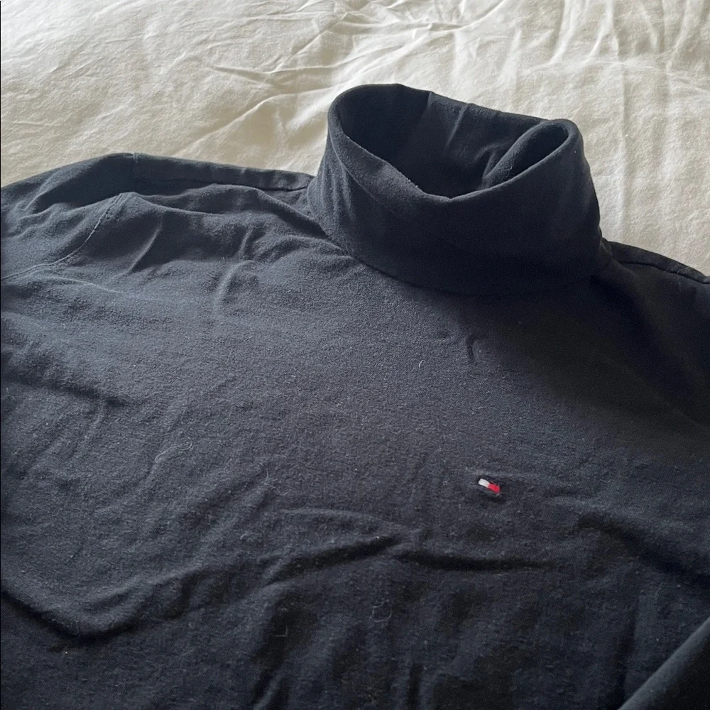 Tommy Hilfiger Black Turtleneck Sweater with Subtle Logo - Picture 3 of 5